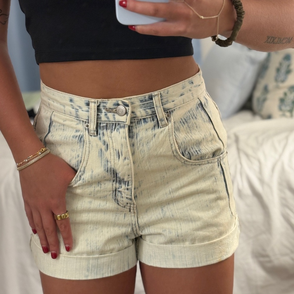 BDG White and Blue Jean Shorts